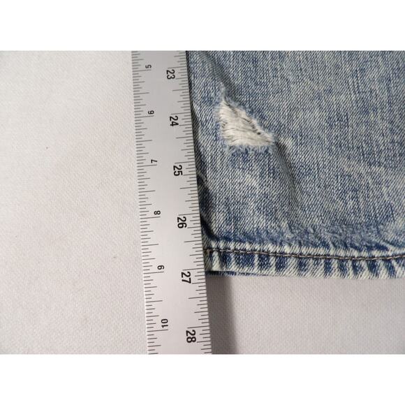 American Eagle Hi Rise Tom Boy Sz 4 Jeans Lace Light Wash Eyelet Y2K Distressed - Picture 10 of 16